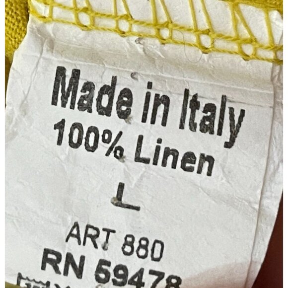 Terzo Millennio Italy Women Lagenlook Basic Linen Marigold Yellow Tunic Top L - Picture 9 of 10